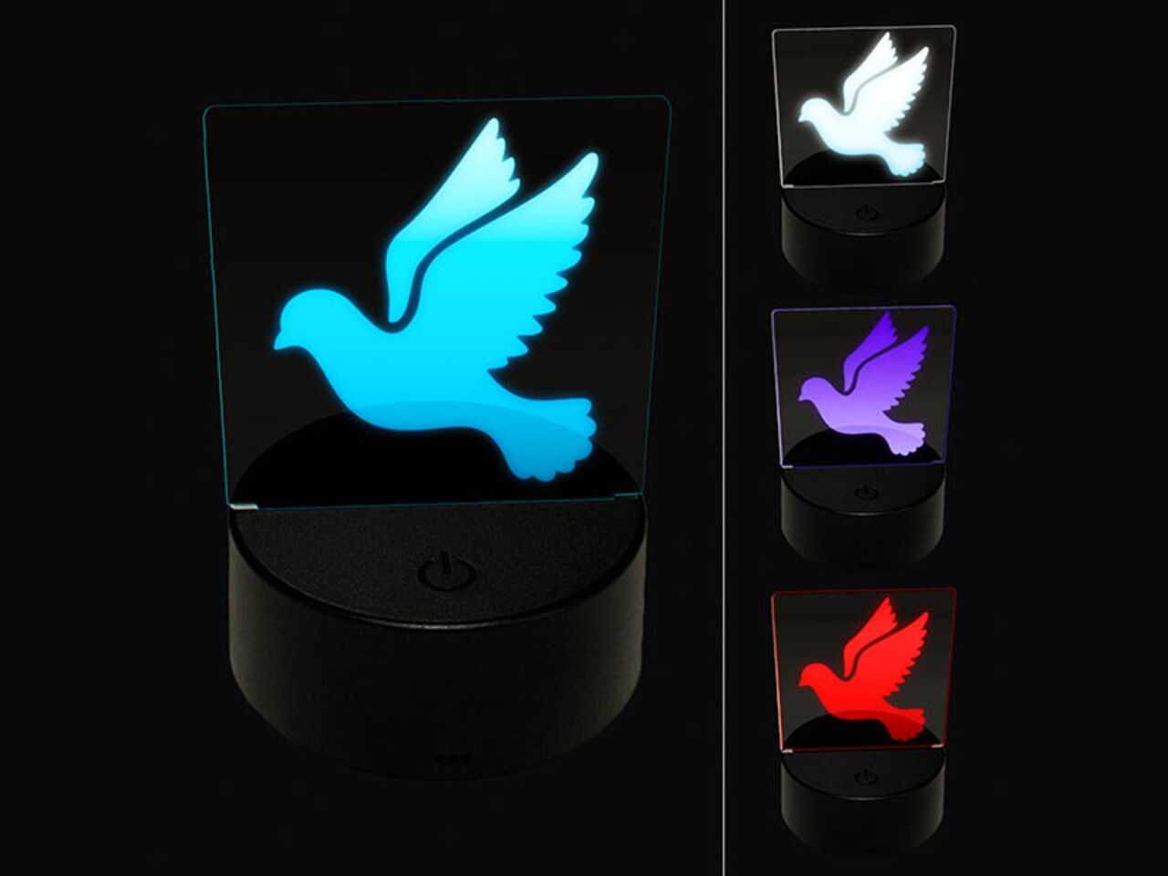 Dove Flying Silhouette Bird 3D Illusion LED Night Light Sign Nightstand Desk Lamp